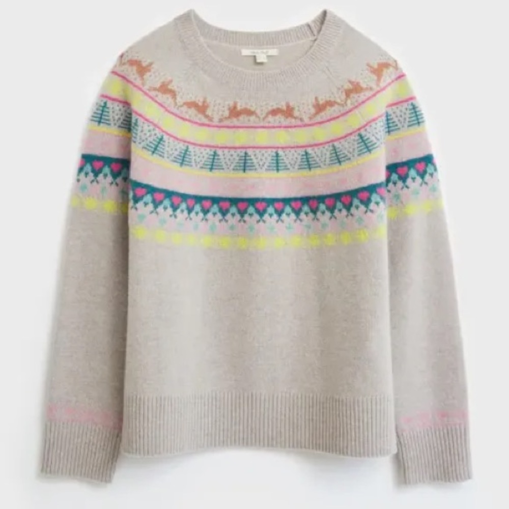 NEW Lambswool Fair Isle Sweater Jumper NWT 14 White Stuff British Brand